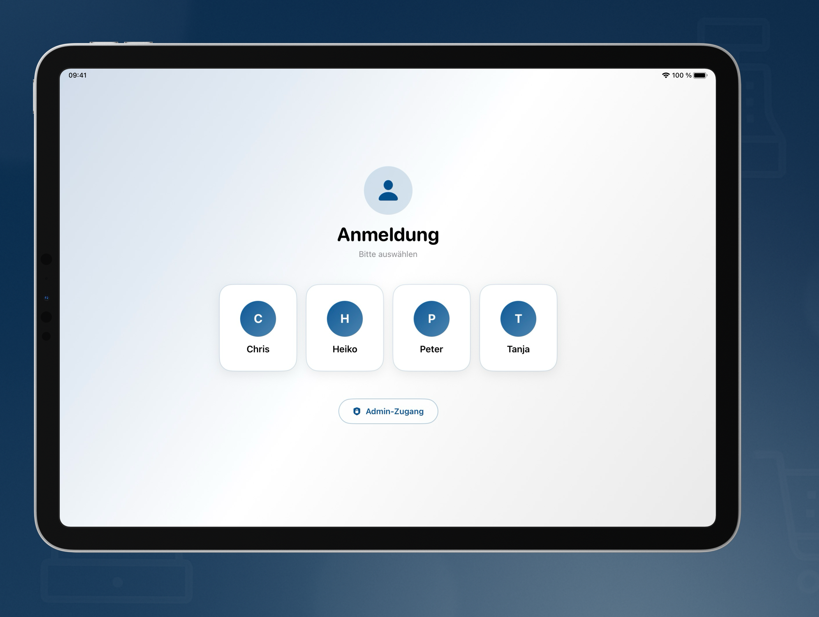 Anmeldebildschirm