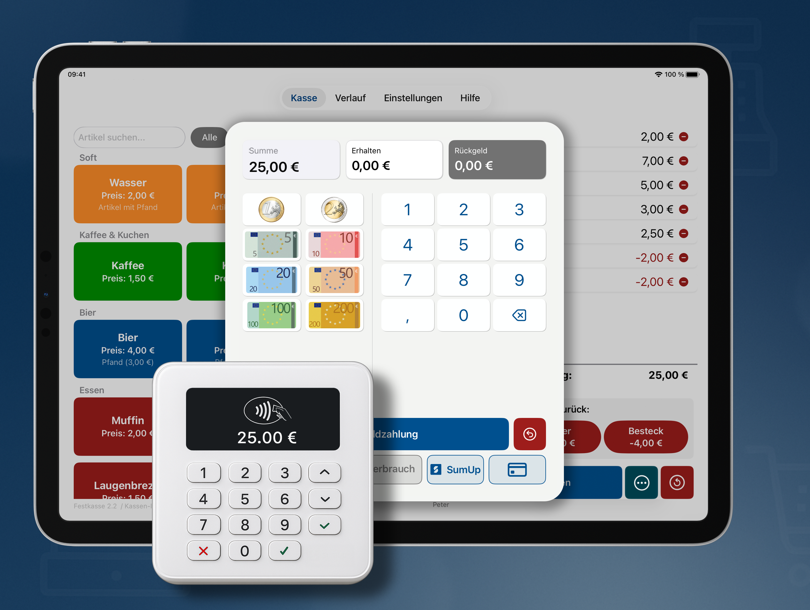 SumUp Integration zum schnellen Bezahlen mit der Festkasse App